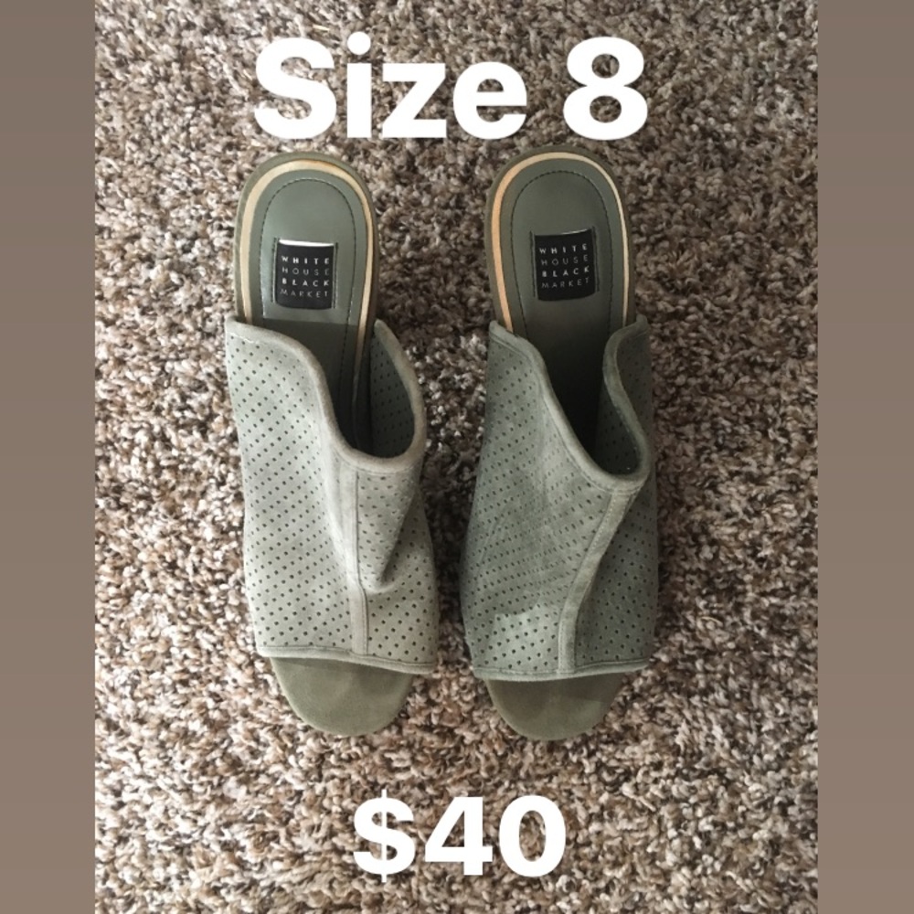Olive shoes ! Peep toe mules Size 8